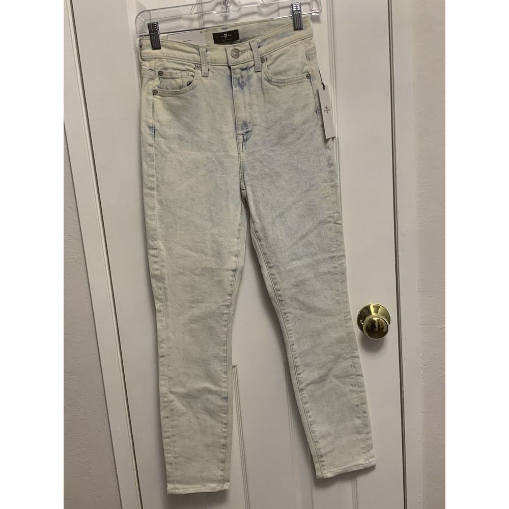 NWT 7 For All Mankind Women's High Waist Ankle Skinny Tie Dye Jeans 25 x 26